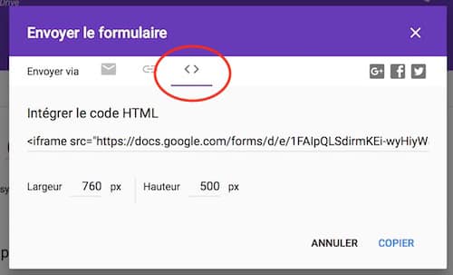 Intégrer Google Form sur WordPress
