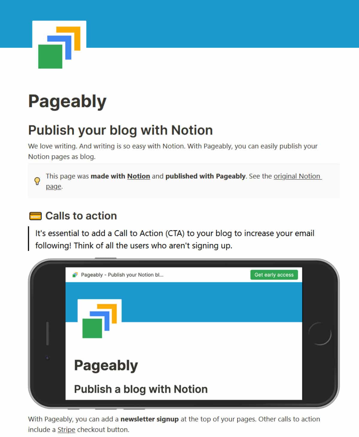 Site Notion avec Pageably