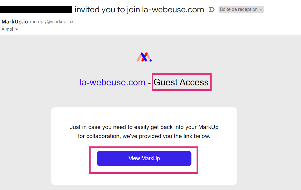 invitation acces invite markup.io 