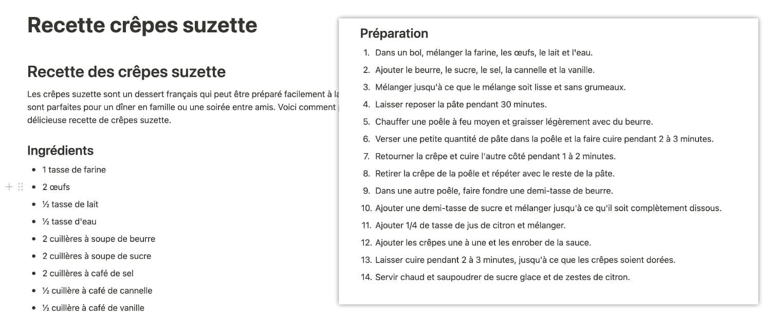 recette notion ai