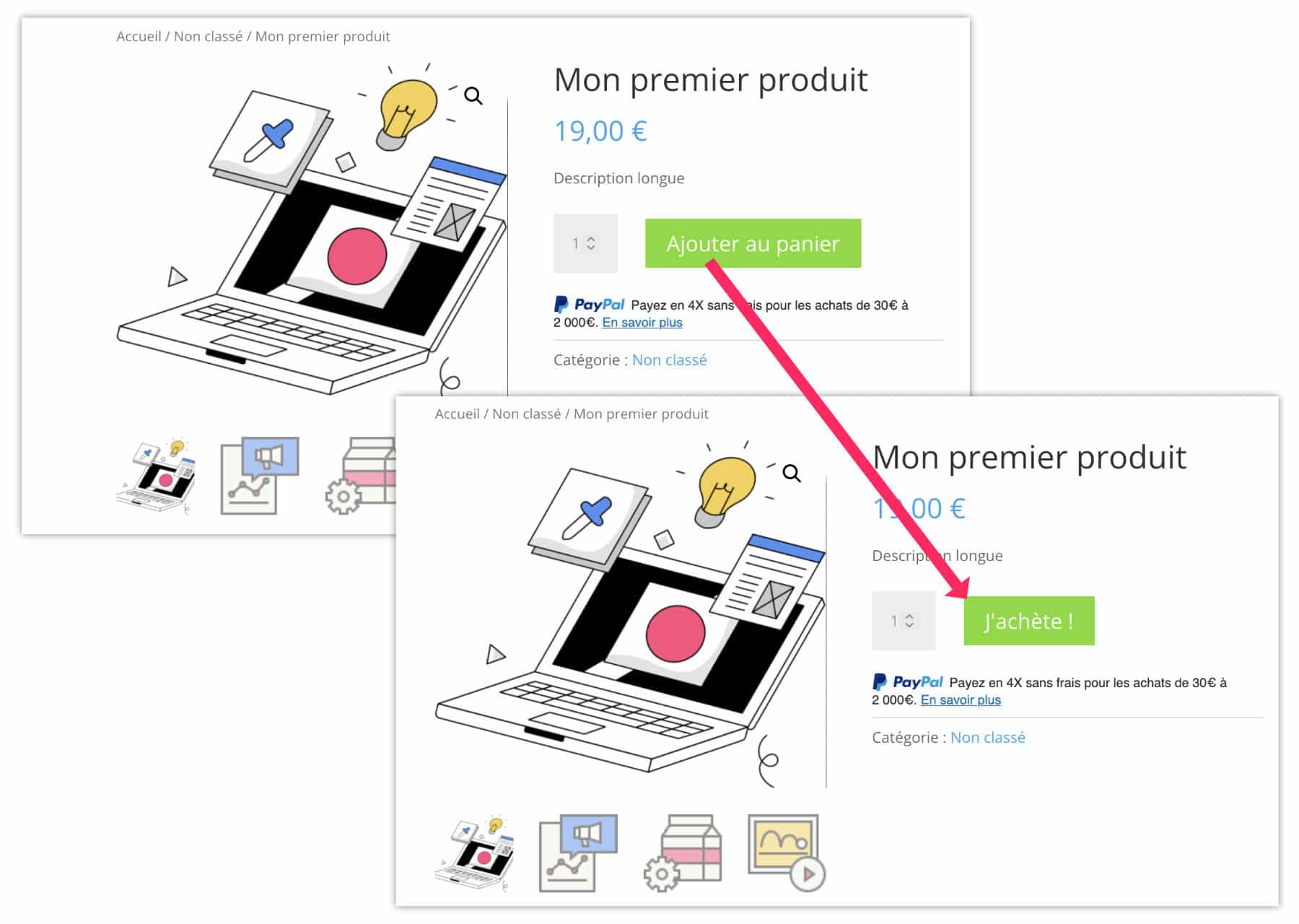 say what modification du bouton ajouter au panier