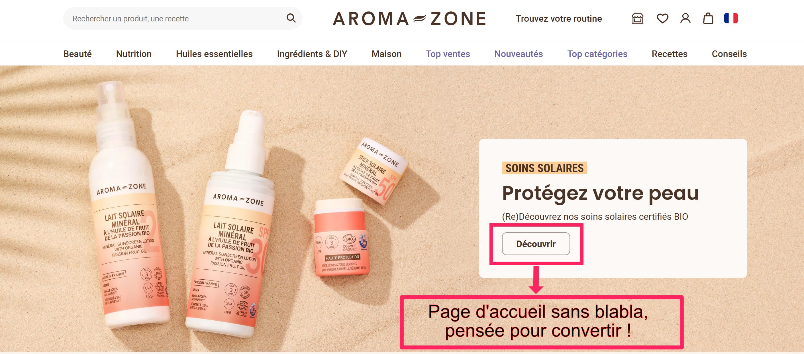 page accueil Aroma Zone